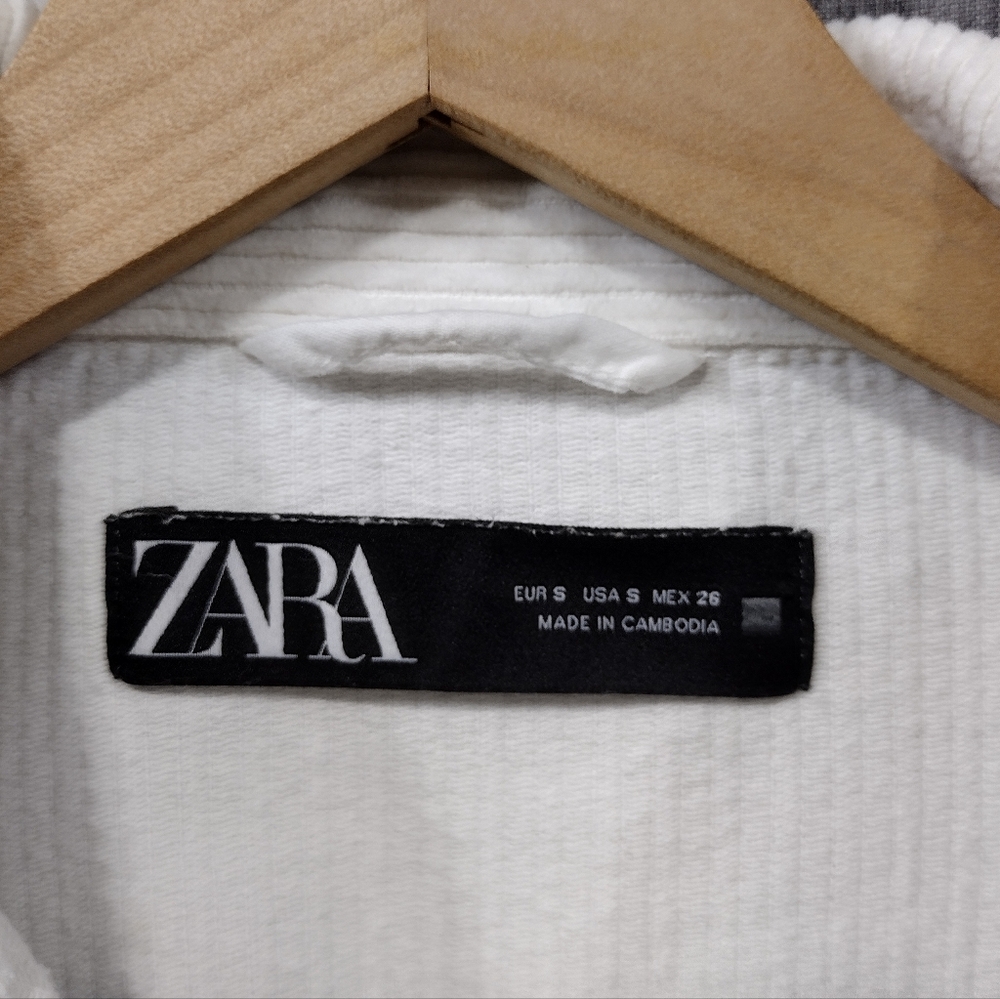 Zara Corduroy Overshirt Women's S White Boho Retro 90s Y2K Casual - Picture 7 of 8
